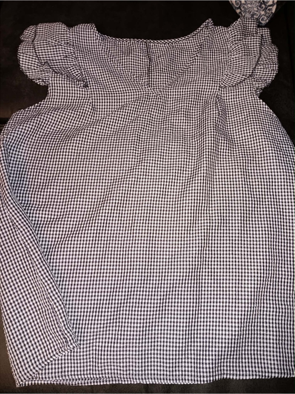 Black and White Gingham Short-Sleeve Shirt